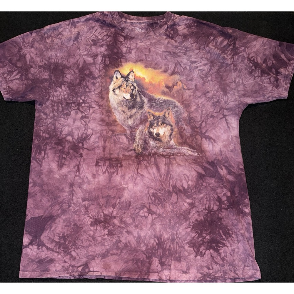 The Mountain Purple Tie Dye Wolf Animal Graphic Print Mens Size 3XL